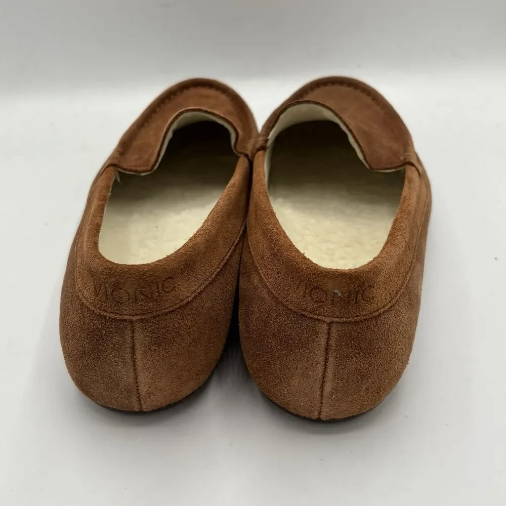 Vionic‎ Tompkin Suede Driving Loafer Shoe Slipper Men's 8 Brown Sherpa Insole